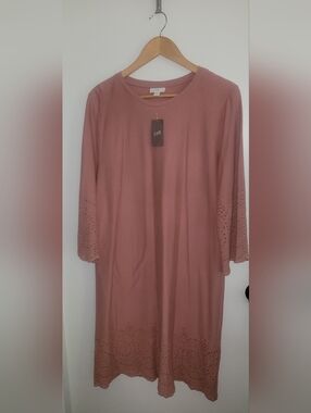 J. Jill NWT Rose Pink Shift Dress with Eyelet Detail sz L